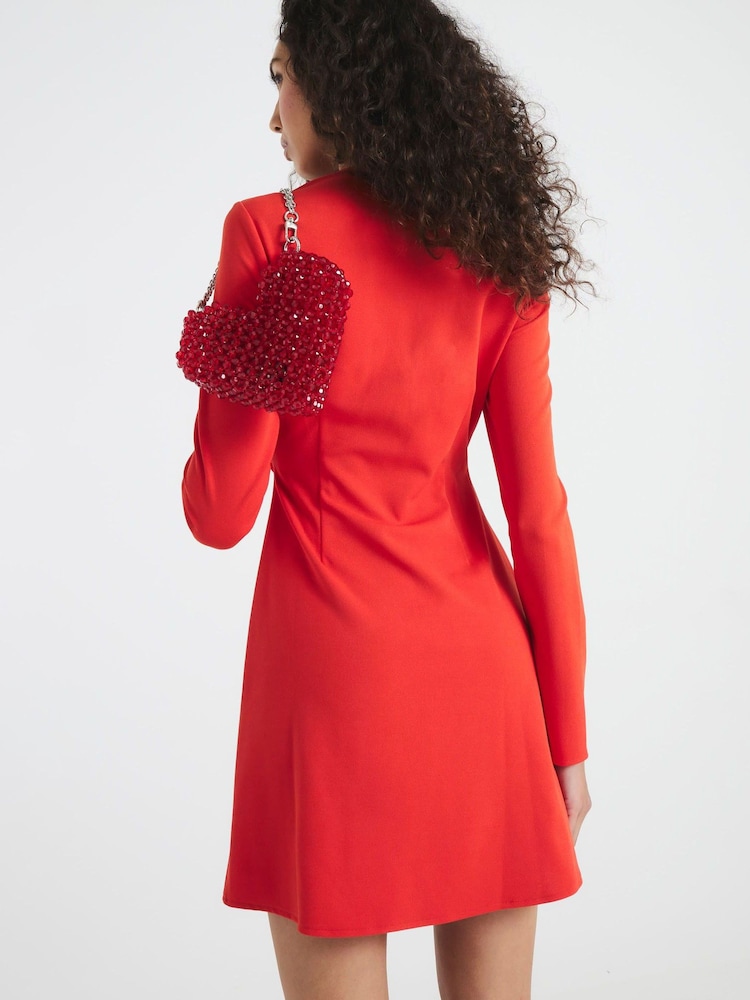River Island Orange Square Neck A-Line Mini Dress - Image 4 of 4