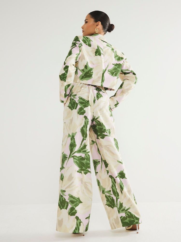 River Island Pink Petite Floral Print Cropped Blazer - Image 3 of 4