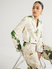 River Island Pink Petite Floral Print Cropped Blazer - Image 4 of 4