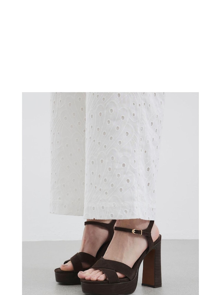 River Island Brown Cross Strap Platform Sandals - Image 1 of 6 River Island Brown Cross Strap Platform Sandals - Image 1 of 6
