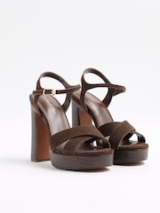 River Island Brown Cross Strap Platform Sandals - Image 11 of 12