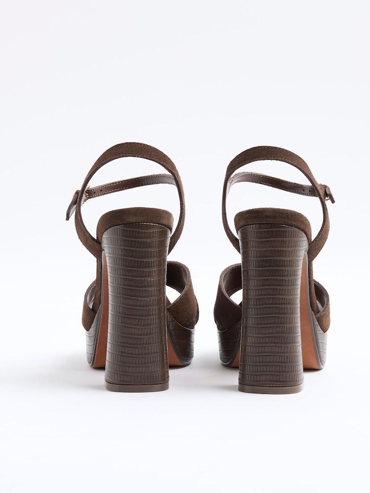 River Island Brown Cross Strap Platform Sandals - Image 12 of 12 River Island Brown Cross Strap Platform Sandals - Image 12 of 12