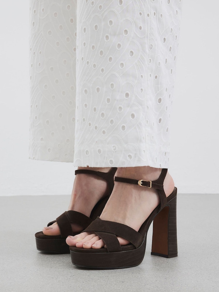 River Island Brown Cross Strap Platform Sandals - Image 2 of 12 River Island Brown Cross Strap Platform Sandals - Image 2 of 12