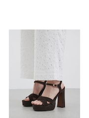 River Island Brown Cross Strap Platform Sandals - Image 4 of 6