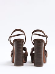River Island Brown Cross Strap Platform Sandals - Image 8 of 12