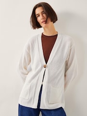 Monsoon Natural Clo Knit Single Button Cardigan - Image 1 of 5