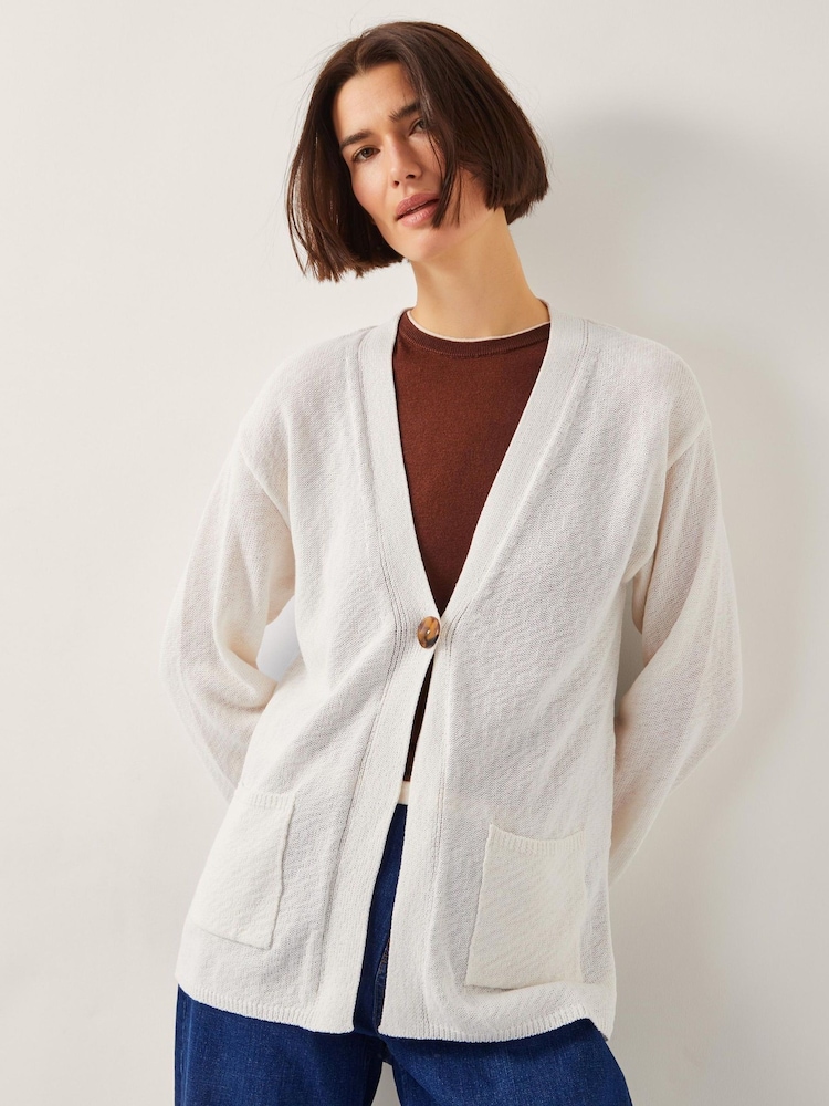 Monsoon Natural Clo Knit Single Button Cardigan - Image 1 of 5 Monsoon Natural Clo Knit Single Button Cardigan - Image 1 of 5