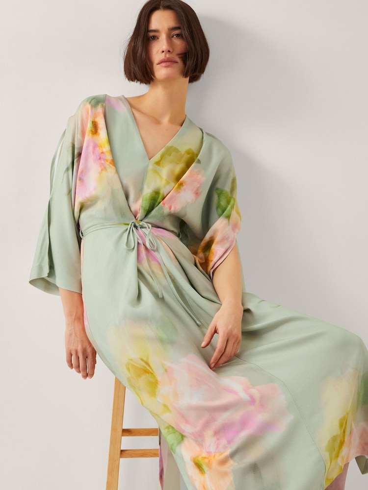 Monsoon Green Jane Floral Print Midi Dress - Image 3 of 4