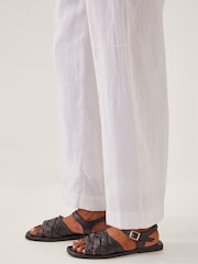 Monsoon White Jolie Short Linen Wide Leg Trousers - Image 3 of 5