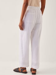 Monsoon White Jolie Short Linen Wide Leg Trousers - Image 4 of 5