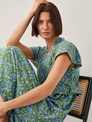 Monsoon Green Bryony Print Jersey Midi Dress - Image 2 of 4