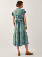 Monsoon Green Bryony Print Jersey Midi Dress - Image 3 of 4