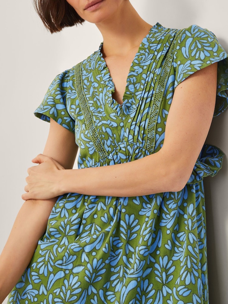 Monsoon Green Bryony Print Jersey Midi Dress - Image 4 of 4