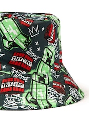 Vanilla Underground Green Kids Minecraft Multicoloured Bucket Hat - Image 3 of 6