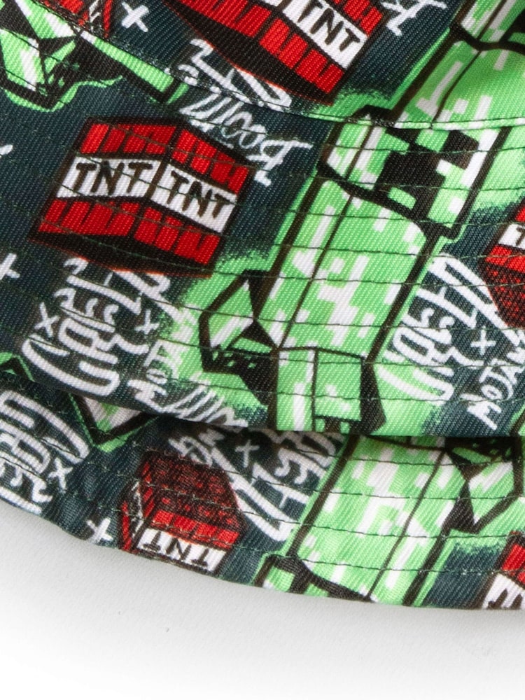 Vanilla Underground Green Kids Minecraft Multicoloured Bucket Hat - Image 6 of 6
