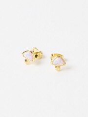 Oliver Bonas Gold Moira Gold Plated Opalite Mushroom Stud Earrings - Image 2 of 4