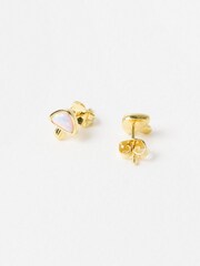 Oliver Bonas Gold Moira Gold Plated Opalite Mushroom Stud Earrings - Image 3 of 4
