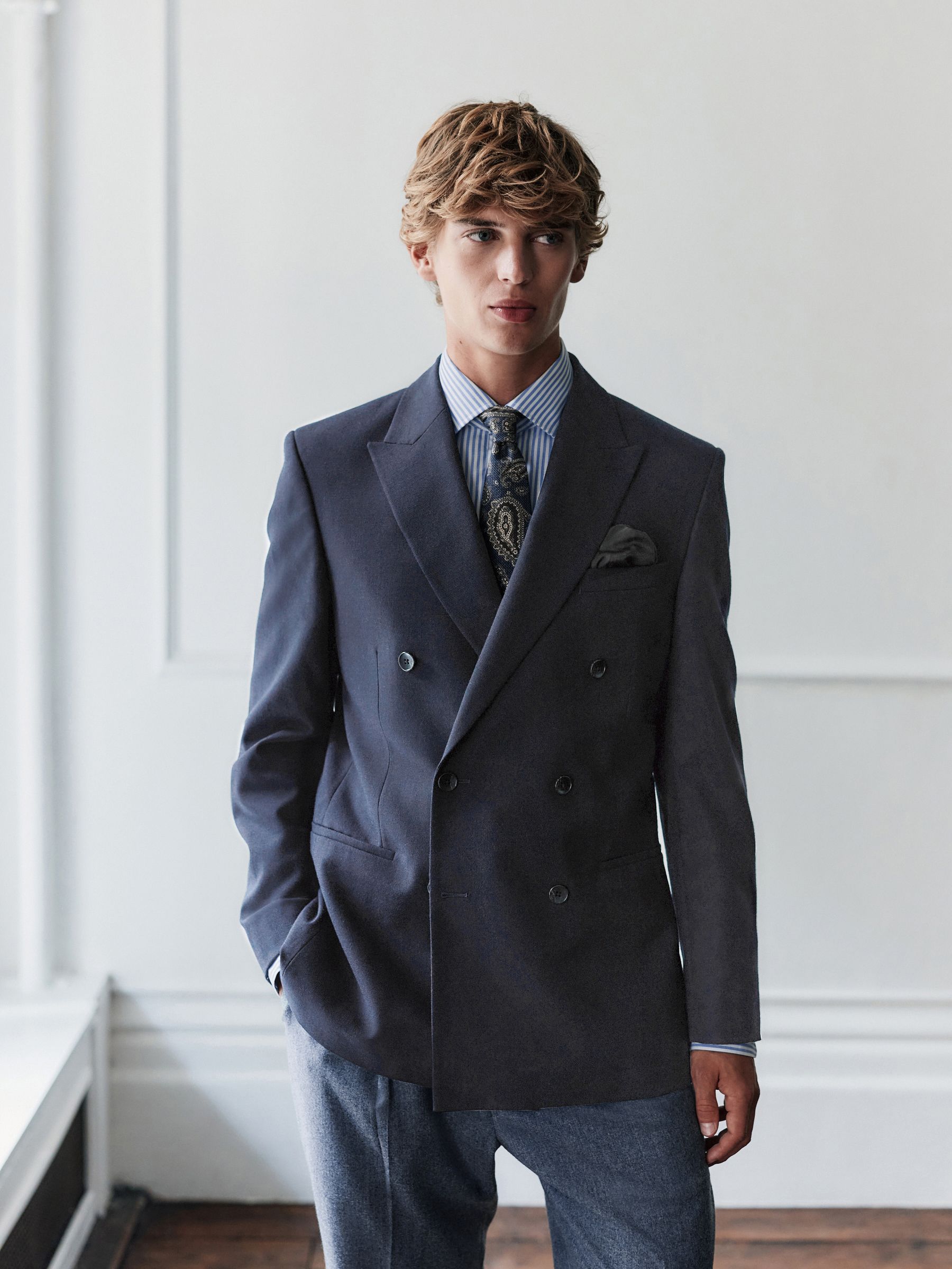 Buy Navy Blue Regular Fit Signature Leomaster Wool Rich Double Buy Navy Blue Regular Fit Signature Leomaster Wool Rich Double