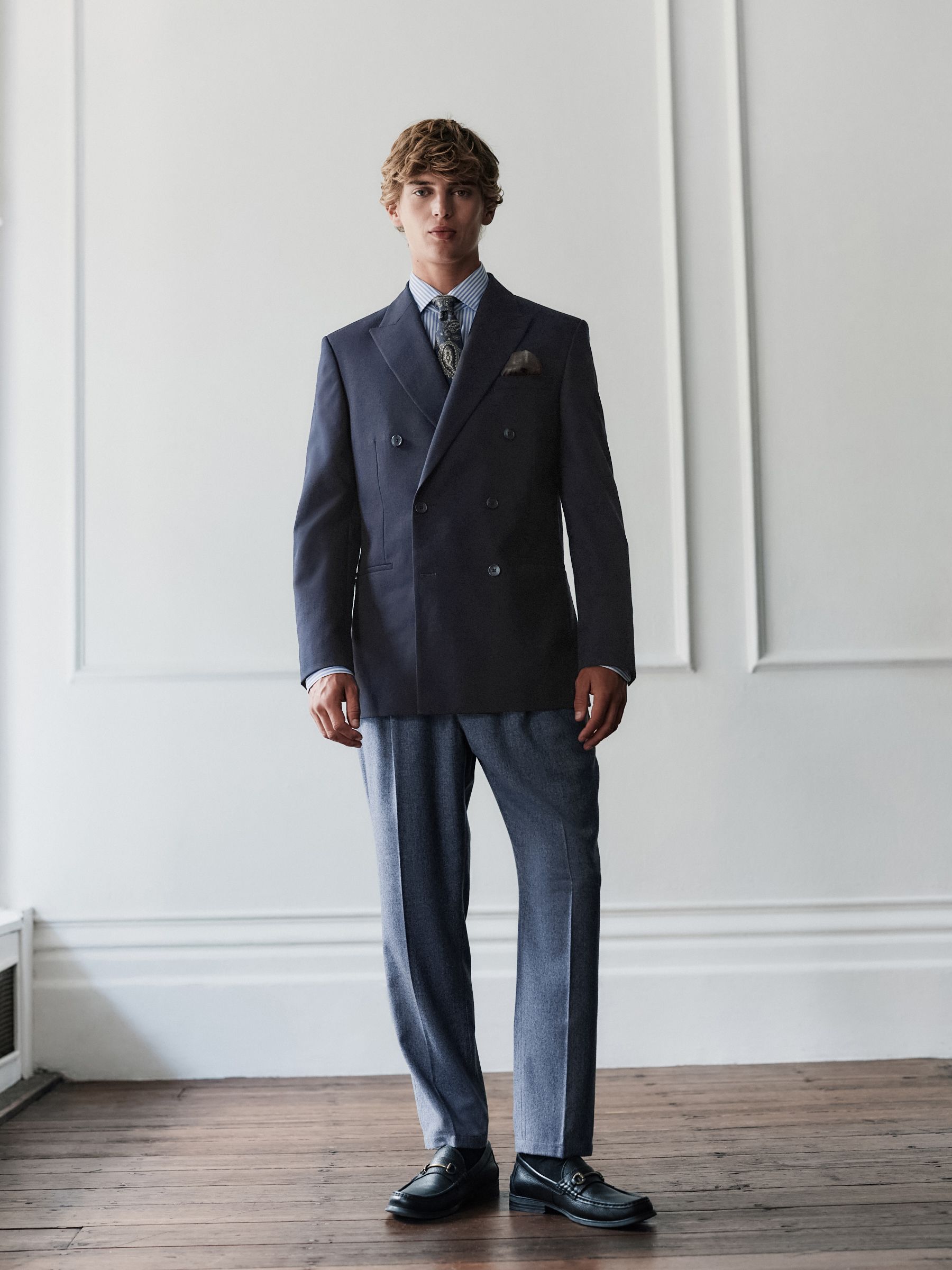 Buy Navy Blue Regular Fit Signature Leomaster Wool Rich Double