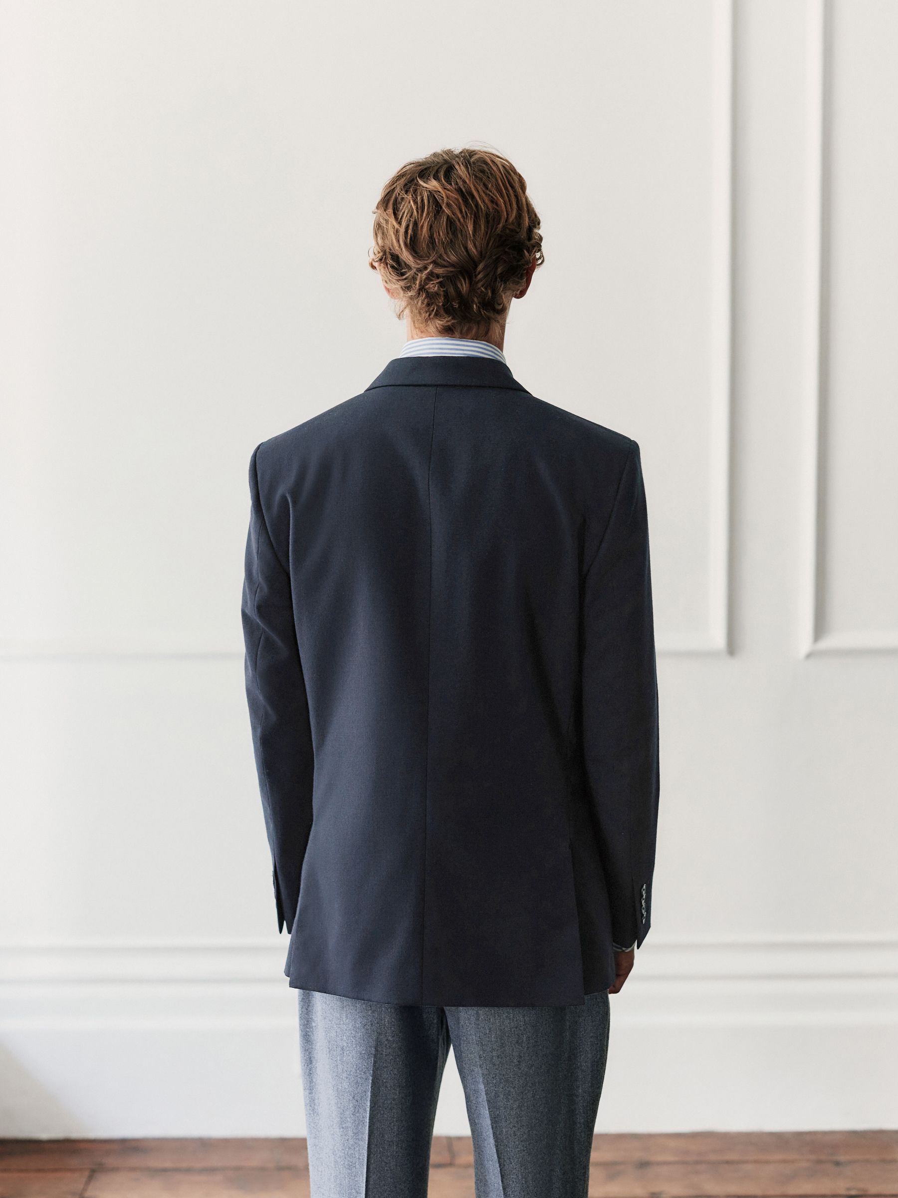 Buy Navy Blue Regular Fit Signature Leomaster Wool Rich Double