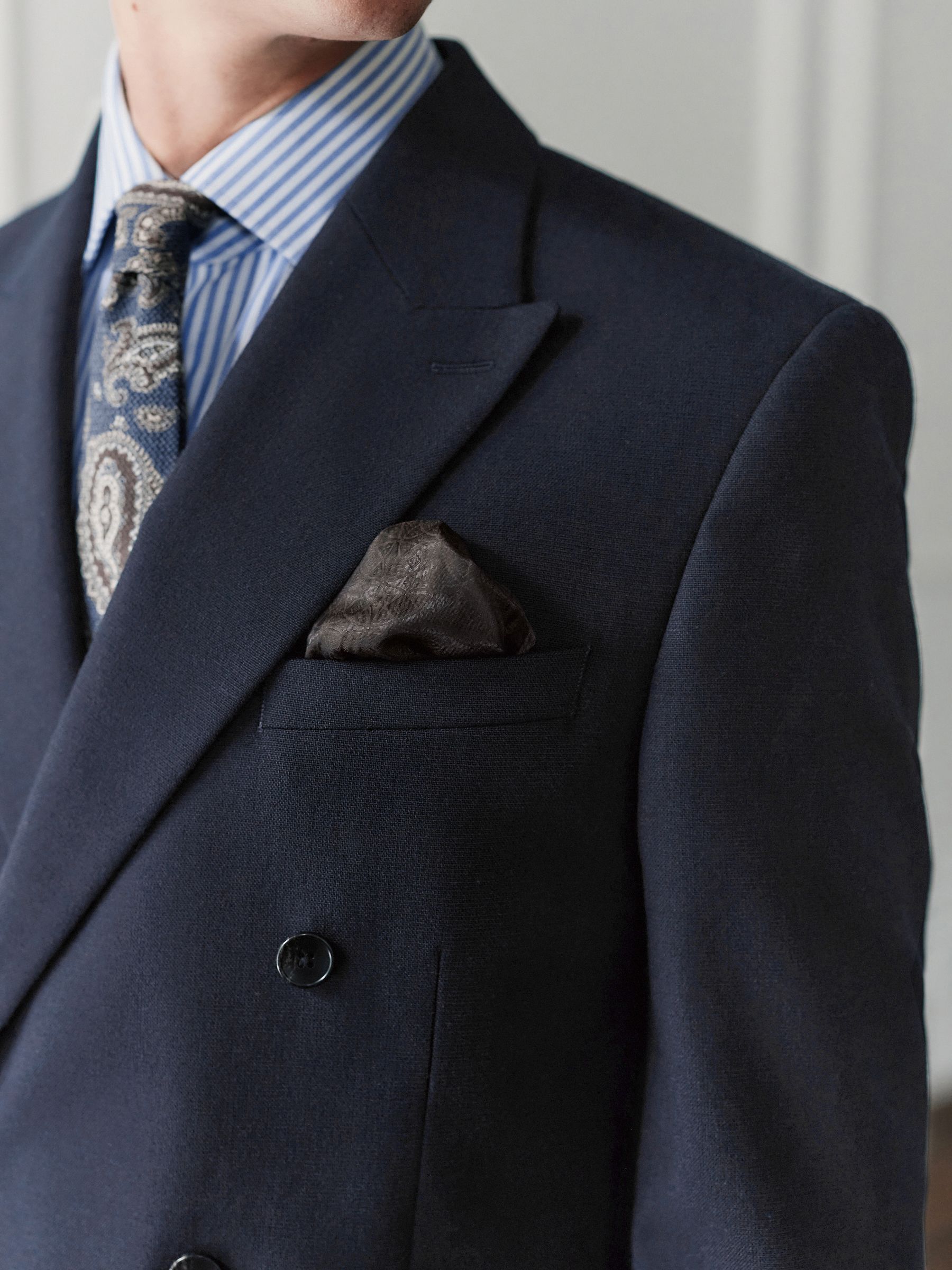 専用 渋谷 Time is on BUTTON DOUBLE BREASTED Limed Spruce Blue Textured Premium Terry Rayon Double-Breasted