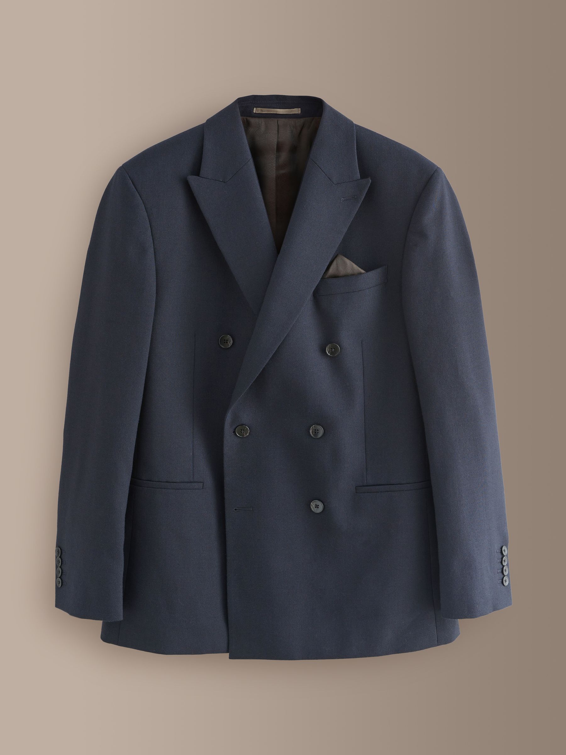 Buy Navy Blue Regular Fit Signature Leomaster Wool Rich Double