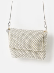 Oliver Bonas Cream Jodie Gem and Pearl Chain Mail Clutch Bag - Image 3 of 7