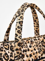 Oliver Bonas Becky Leopard Print Quilted Weekend 100% Cotton Bag - Bild 4 von 7