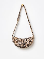 Oliver Bonas Brown Becky Leopard Print Quilted Belt 100% Cotton Bag - Image 1 of 7