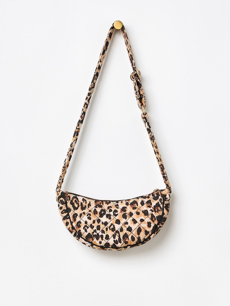 Oliver Bonas Brown Becky Leopard Print Quilted Belt 100% Cotton Bag - Image 2 of 7