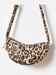 Oliver Bonas Brown Becky Leopard Print Quilted Belt 100% Cotton Bag - Image 3 of 7