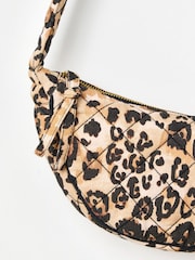 Oliver Bonas Brown Becky Leopard Print Quilted Belt 100% Cotton Bag - Image 4 of 7