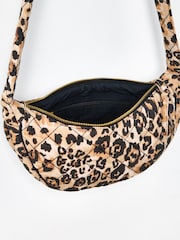 Oliver Bonas Brown Becky Leopard Print Quilted Belt 100% Cotton Bag - Image 6 of 7