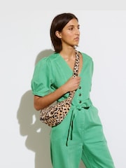 Oliver Bonas Brown Becky Leopard Print Quilted Belt 100% Cotton Bag - Image 7 of 7