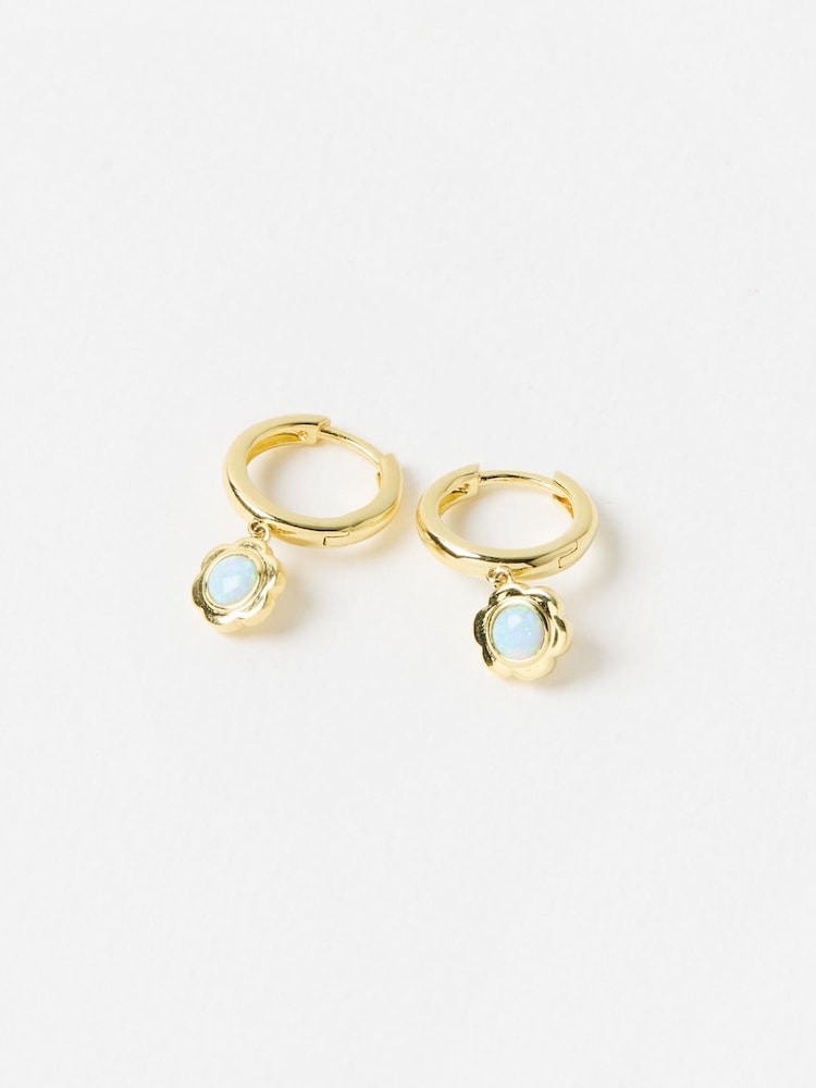 Oliver Bonas Blue Dahlia Opalite Flower Drop Earrings - Image 1 of 3