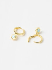 Oliver Bonas Blue Dahlia Opalite Flower Drop Earrings - Image 2 of 3