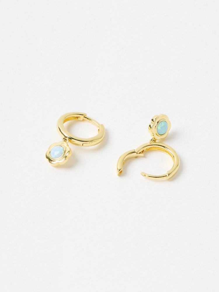 Oliver Bonas Blue Dahlia Opalite Flower Drop Earrings - Image 2 of 3