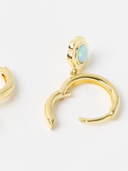 Oliver Bonas Blue Dahlia Opalite Flower Drop Earrings - Image 3 of 3