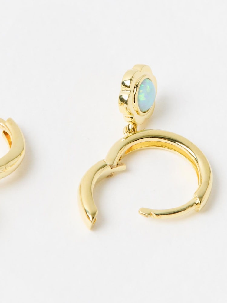 Oliver Bonas Blue Dahlia Opalite Flower Drop Earrings - Image 3 of 3