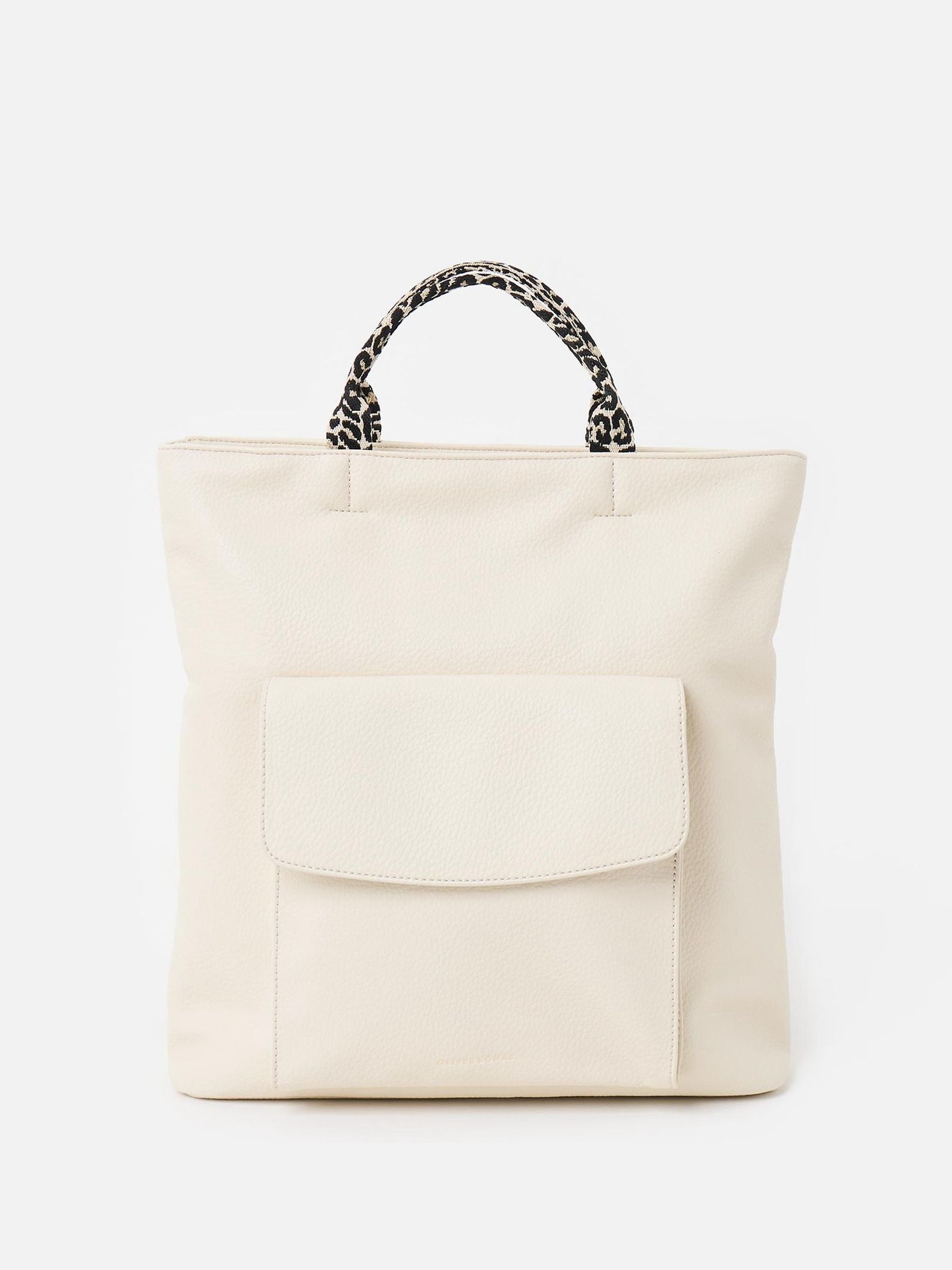 Oliver Bonas Cream Jackie Leopard Print Strap Backpack