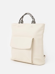 Oliver Bonas Cream Jackie Leopard Print Strap Backpack - Image 2 of 7