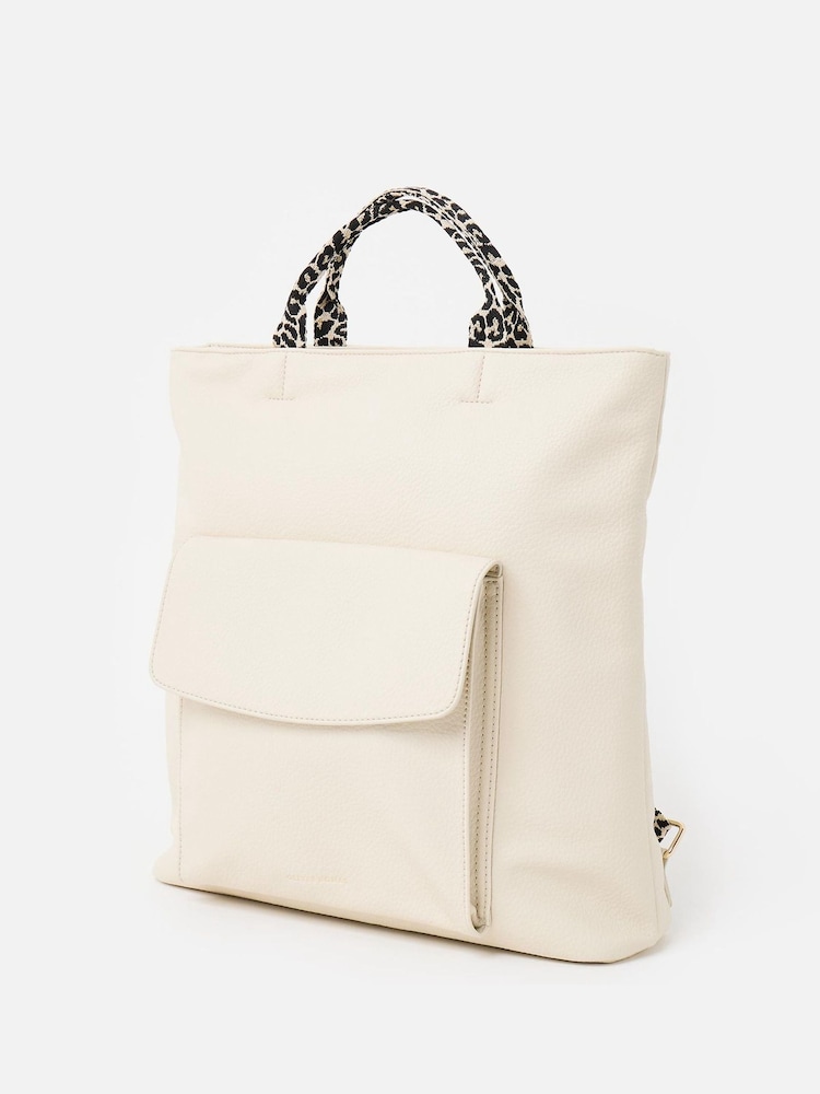 Oliver Bonas Cream Jackie Leopard Print Strap Backpack - Image 2 of 7