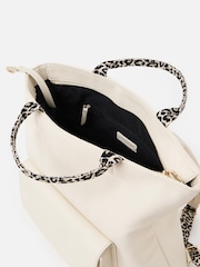 Oliver Bonas Cream Jackie Leopard Print Strap Backpack - Image 6 of 7