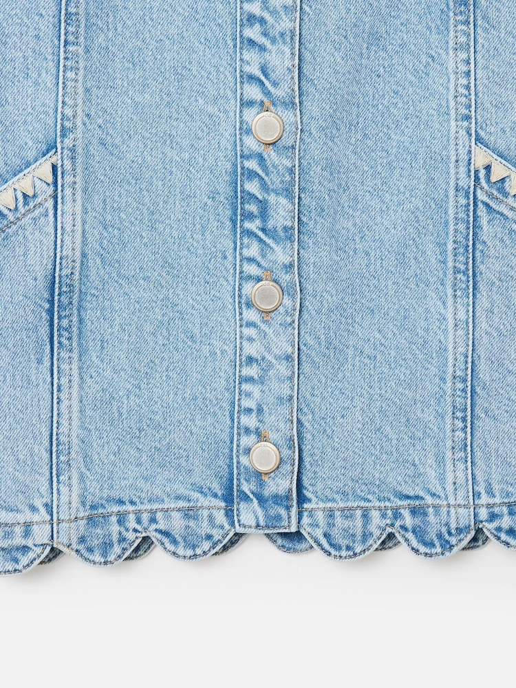 Oliver Bonas Blue Scalloped Denim 100% Cotton Waistcoat - Image 7 of 7