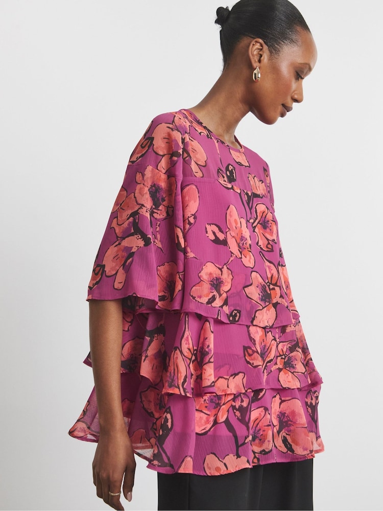 Joanna Hope Pink Tiered Ruffle Blouse - Image 4 of 4