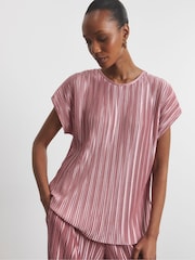 Joanna Hope Grey Plisse Top - Image 1 of 5