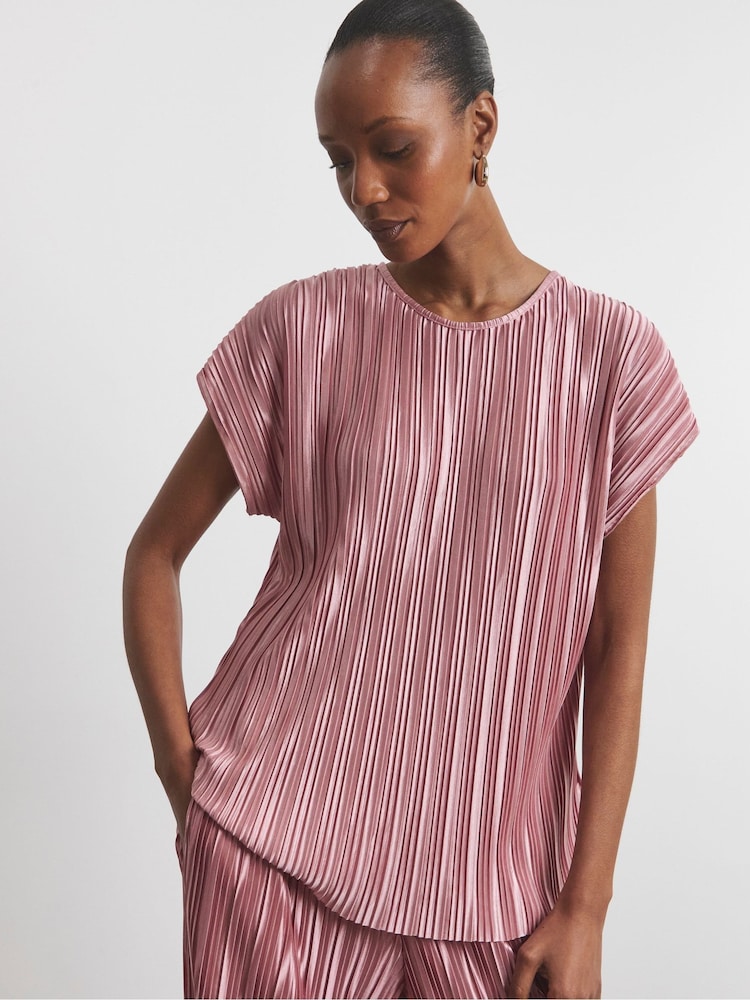 Joanna Hope Grey Plisse Top - Image 1 of 5