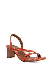 Dune London Orange Jia Strappy Mid Heel Sandals - Image 2 of 5
