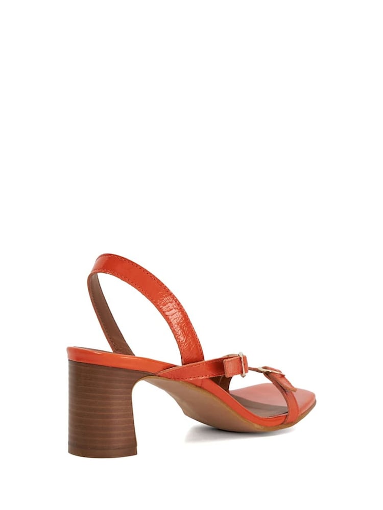 Dune London Orange Jia Strappy Mid Heel Sandals - Image 3 of 5