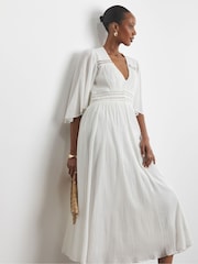 Joanna Hope Crinkle White Dress With Details - Image 3 of 4